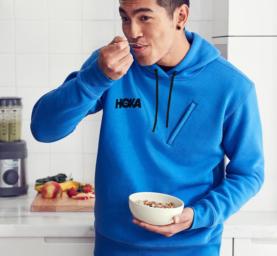 Hoka Australia One One Performance - Mens Hoodie Blue - HNPTZ-8016